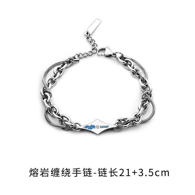 Men’s Titanium Steel Double-Layer Chain Bracelet – Hip-Hop