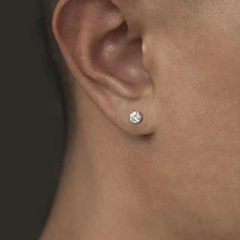 Men’s Trendy Six-Claw Zircon Stud Earrings - Hip-Hop Jewelry