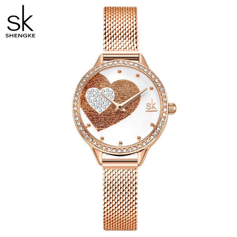 SK Women’s Quartz Watch – Diamond Accent Leather & Stainless Steel Strap