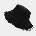Women's Washed Cotton Bucket Hat – With Fur Edge and Hanging Rope