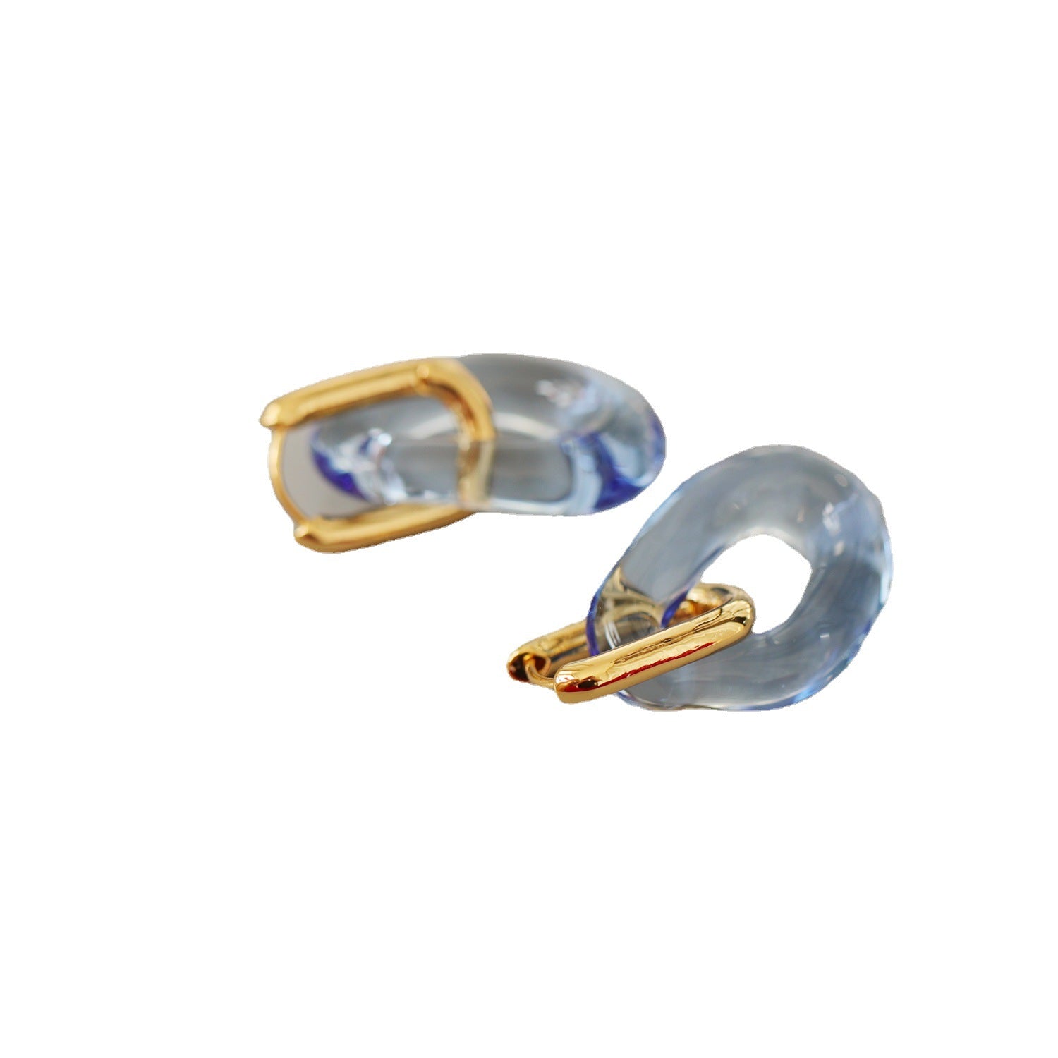 Blue Geometric Tassel Earrings – Electroplated Brass Jewelry