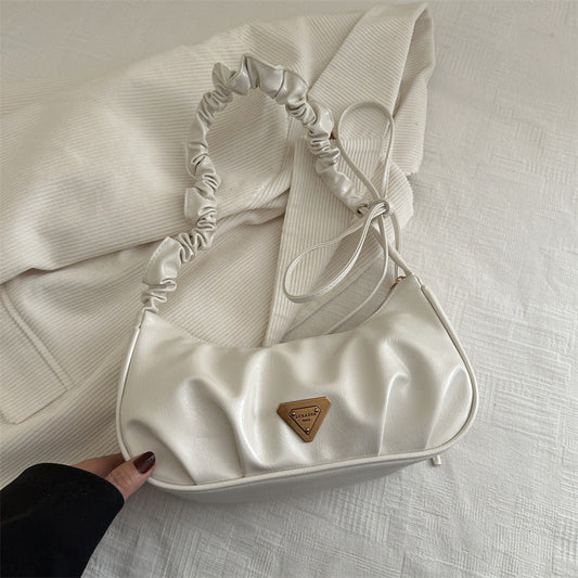 Women's Wrinkled PU Shoulder Bag – Trendy Spring Dumpling Underarm Purse