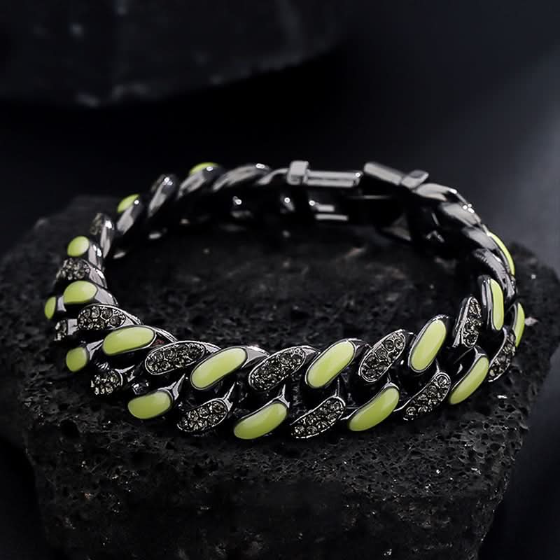 Men’s Glow-in-the-Dark Cuban Bracelet – Double-Layer Contrast Chain
