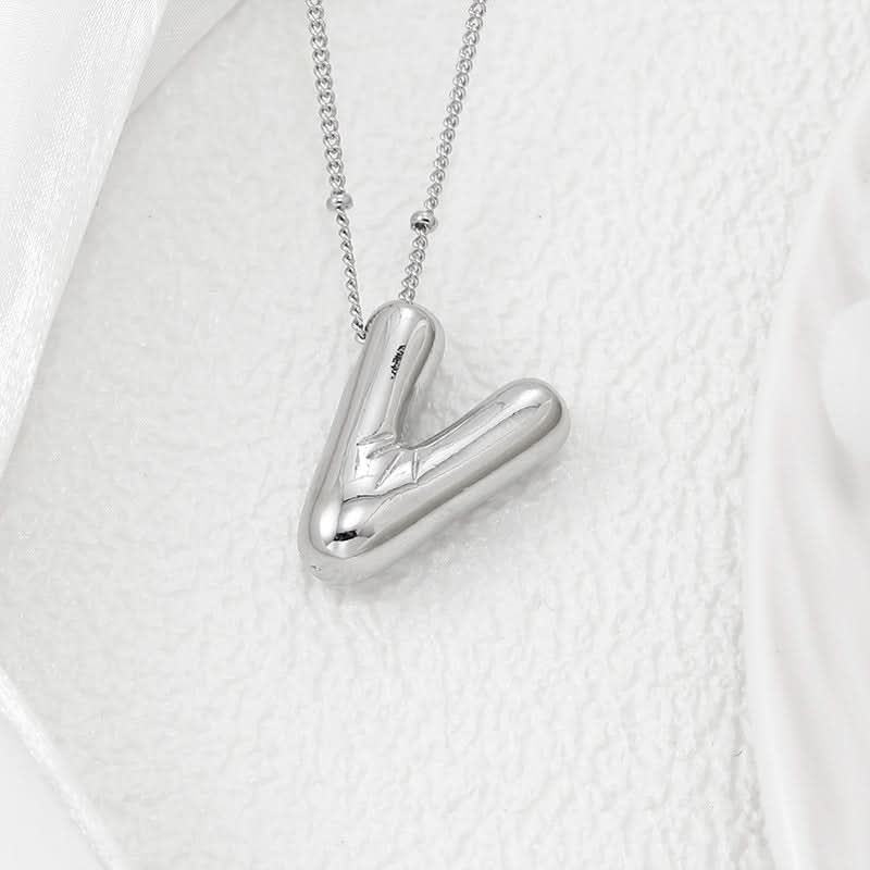 Silver-Plated Alphabet Pendant Necklace – Hip-Hop Style