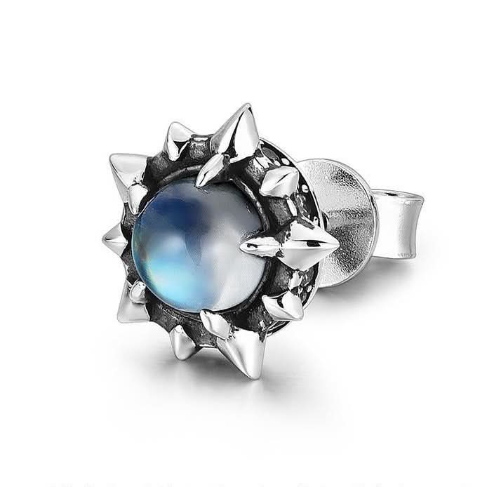 Unisex Polaris Stud Earrings – Alloy with Blue Moonstone Jewelry