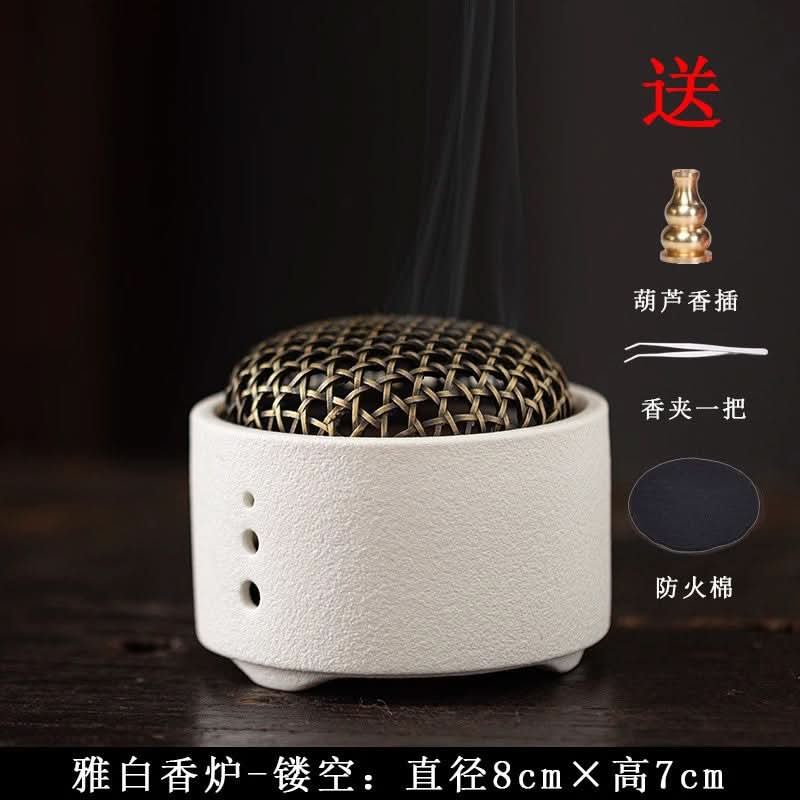 Creative Ceramic Incense Burner - Line Design for Sandalwood & Agarwood