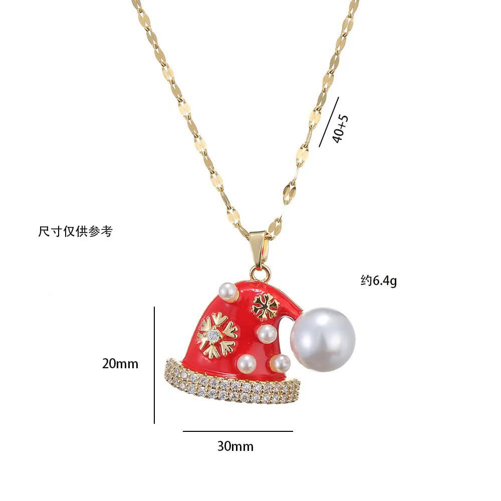 Santa Claus Red Pendant Necklace for Women