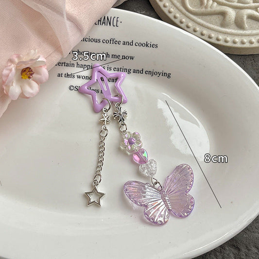 Hot Girl Hairpins – Star & Butterfly Beaded Tassel Side Clips for Women (pack of 2)