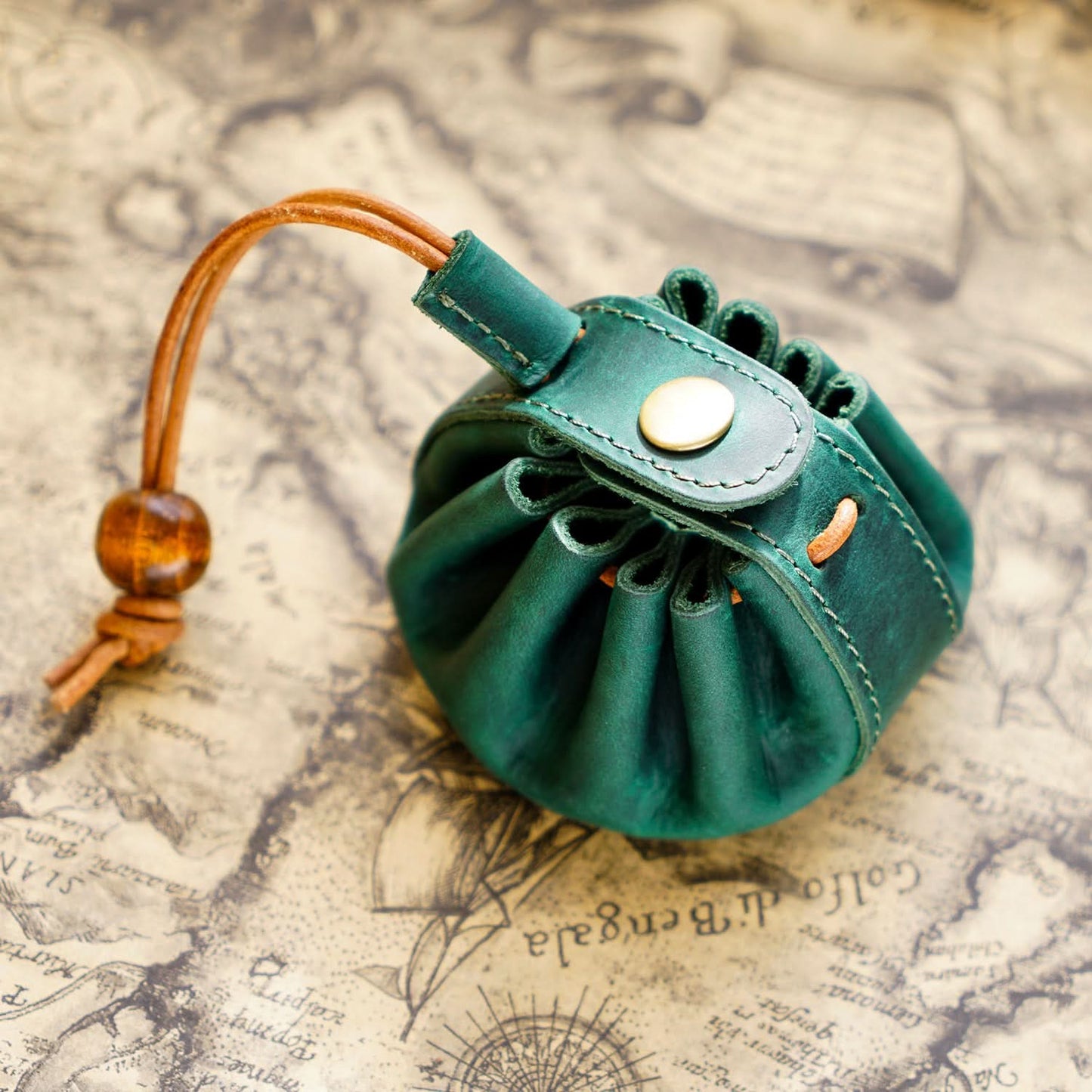 Leather Drawstring Coin Purse for Men & Women
