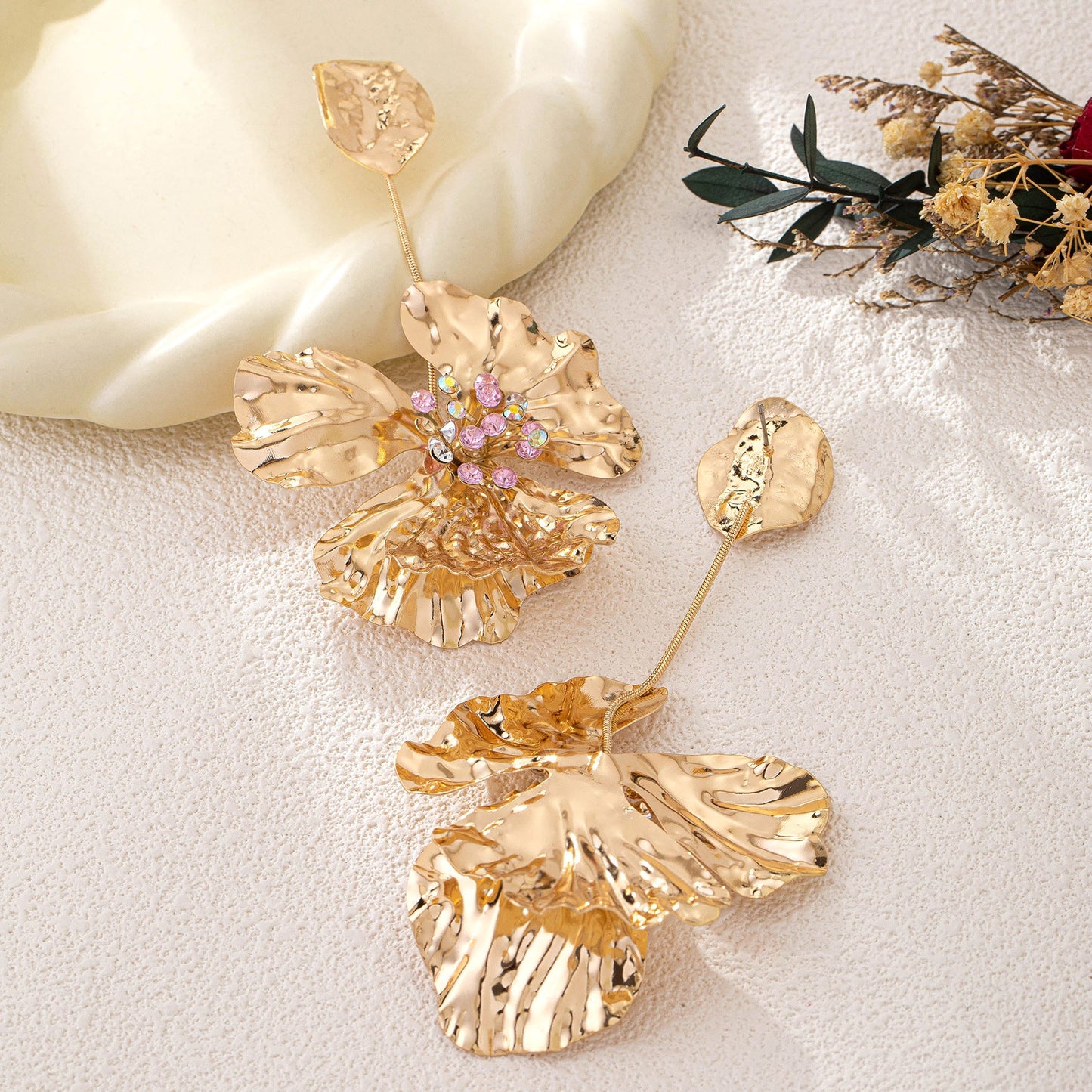 Elegant Flower Statement Earrings for Women – Alloy Large Floral Party Jewelry