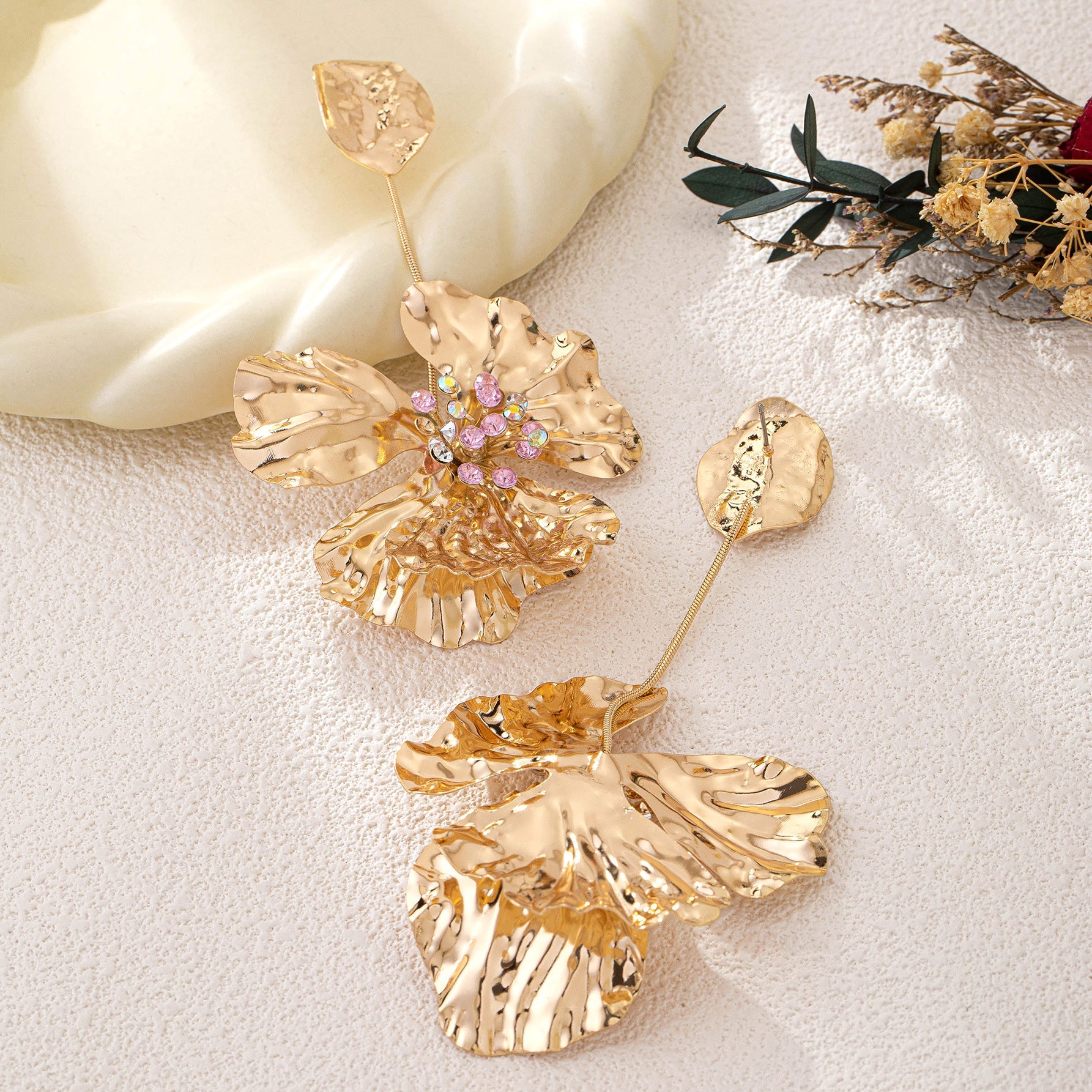 Elegant Flower Statement Earrings for Women – Alloy Large Floral Party Jewelry
