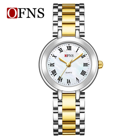 OFNS Diamond Round Roman Quartz Watch – Waterproof Business Watch for Women