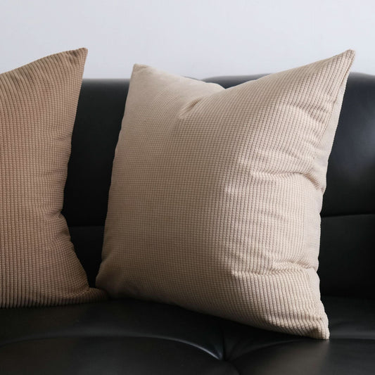 Nordic Corduroy Plaid Pillowcase - Simple Solid Color, Soft & Versatile