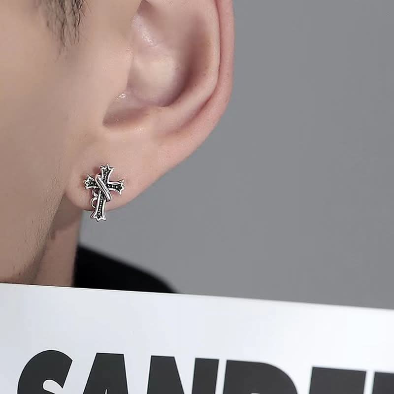 Men’s Trendy Cross Earrings – Stylish Statement Jewelry