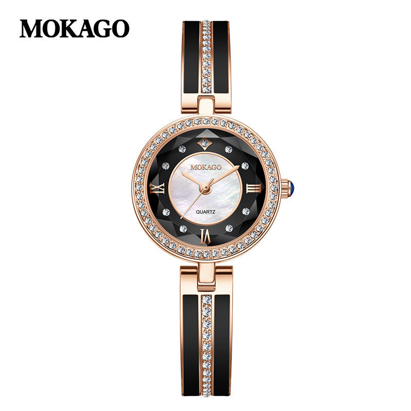MOKAGO Women’s Quartz Watch – Diamond Jewelry Bracelet, Waterproof Luxury Watch