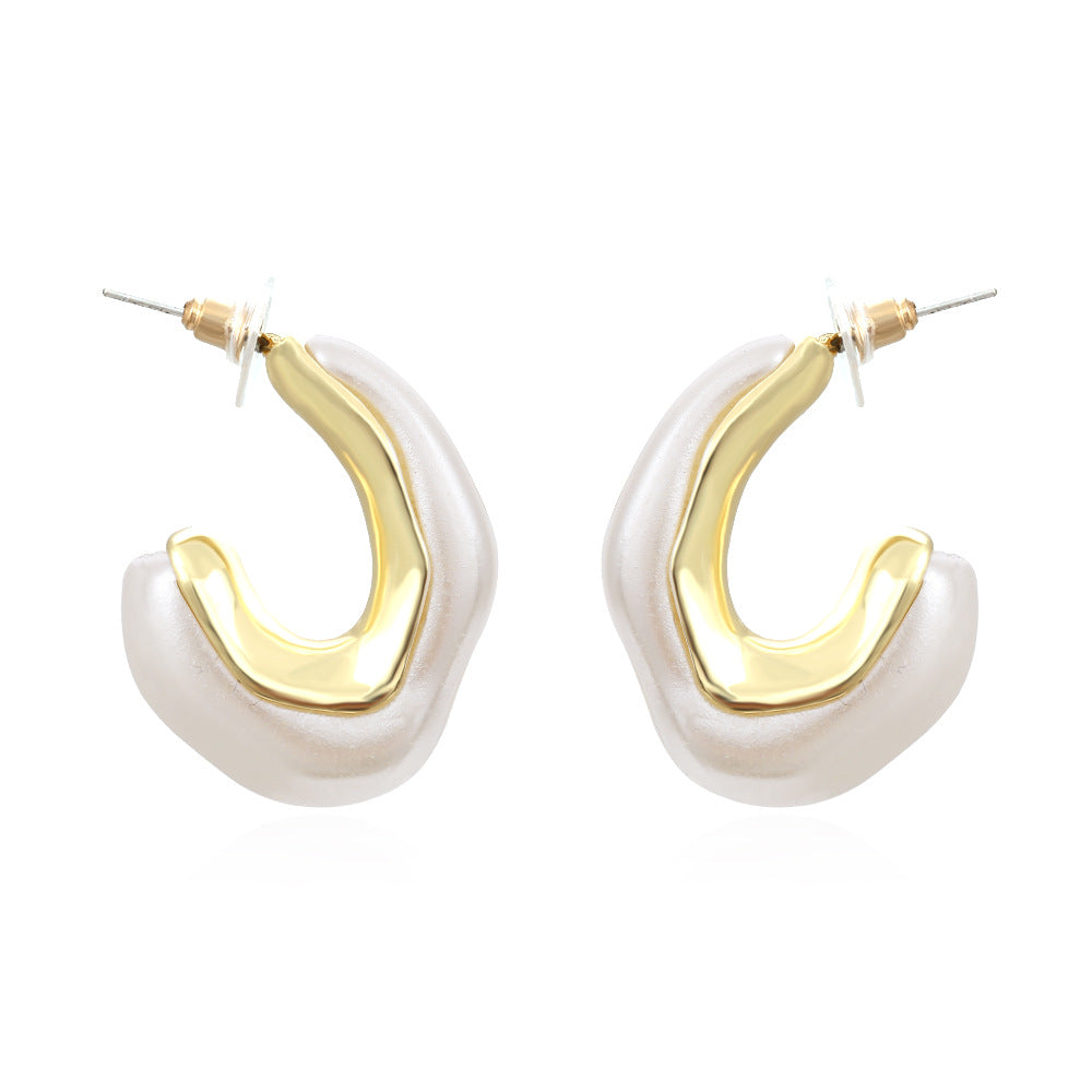 Modern Chic Marbled Resin Hoop Earrings – Trendy Geometric Earrings for Women