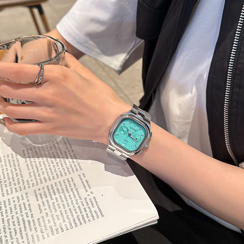 Stylish Square Quartz Watch with Calendar for Women