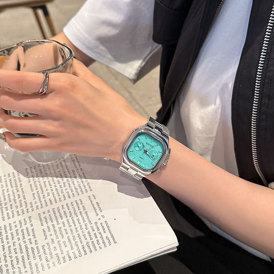 Stylish Square Quartz Watch with Calendar for Women