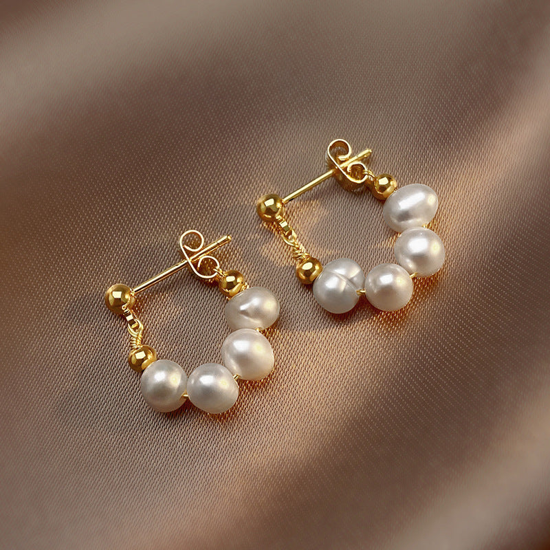 Baroque Pearl Beaded Earrings for Women – Retro U-Shaped Jewelry