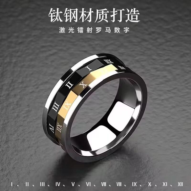 Men's Rotating Geometric Titanium Steel Ring