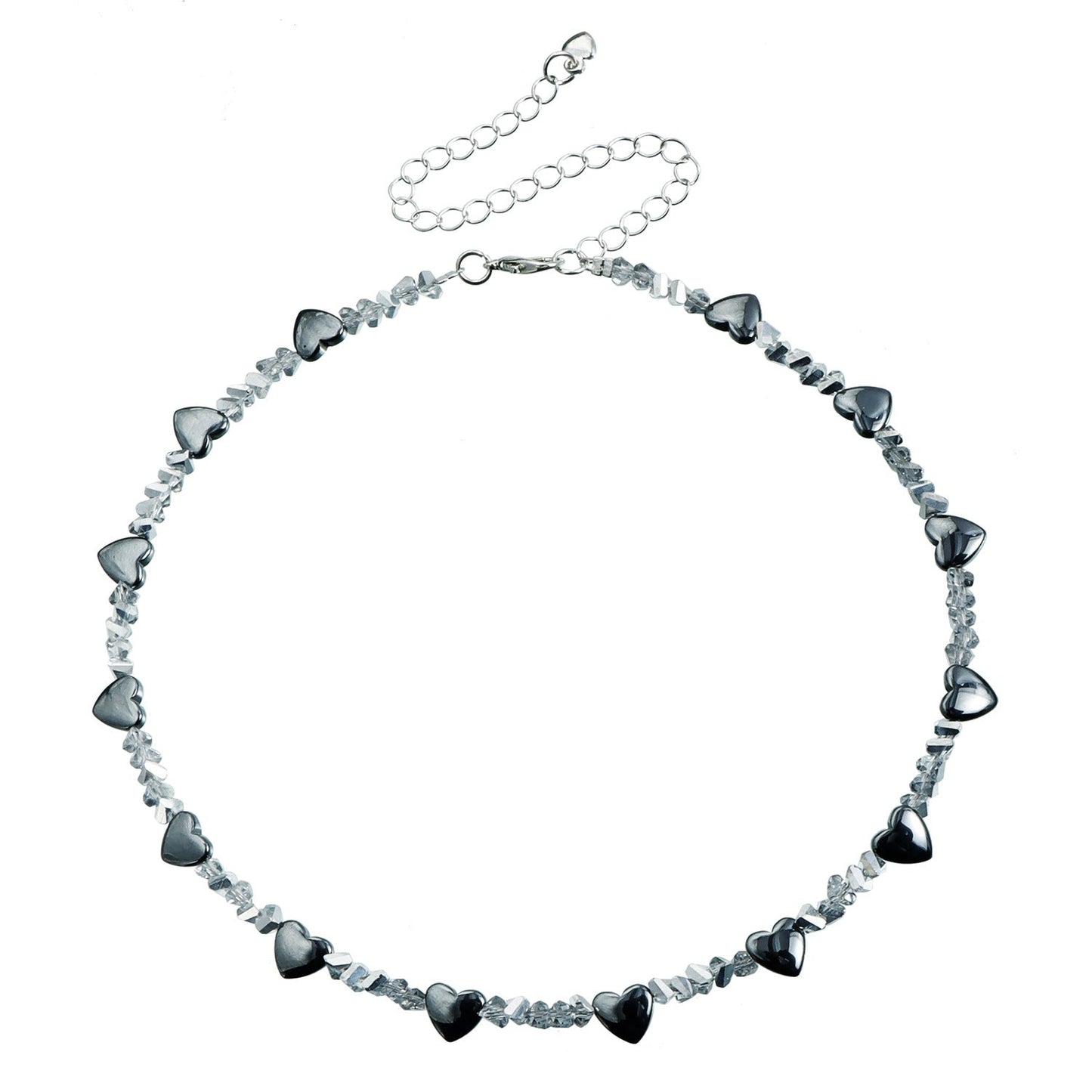 Black Heart Crystal Necklace – Elegant Glass Pendant Clavicle Chain for Women