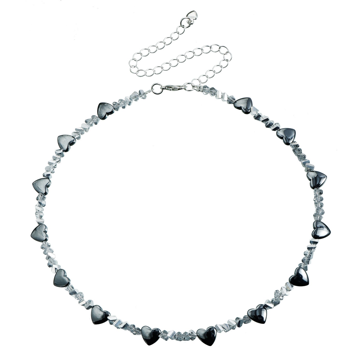 Black Heart Crystal Necklace – Elegant Glass Pendant Clavicle Chain for Women