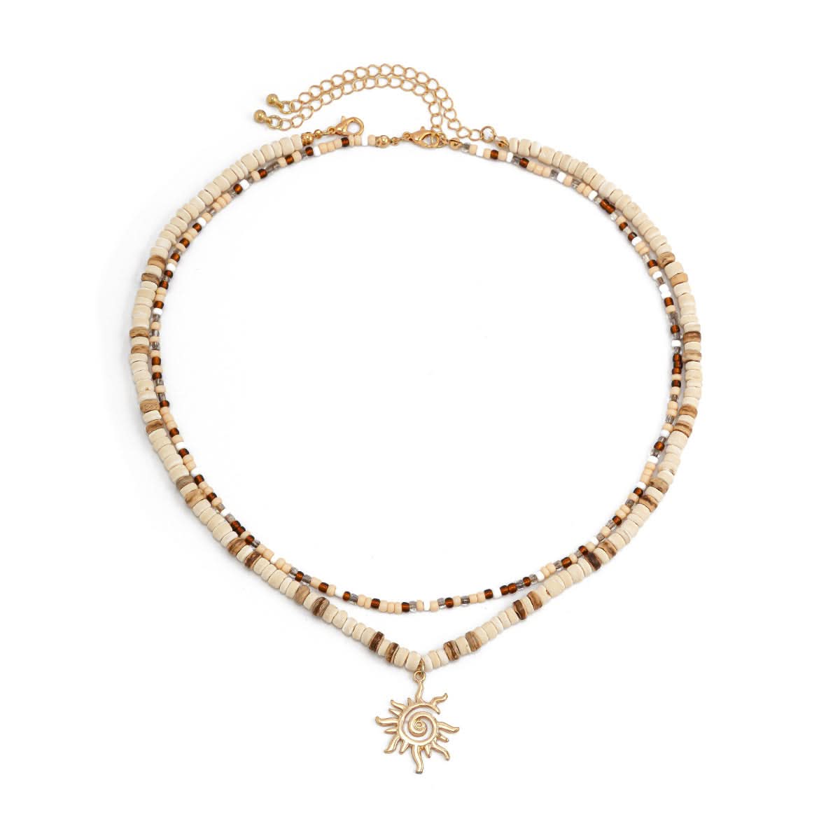 Men’s Sun Pendant Beaded Necklace, Hip-Hop Style