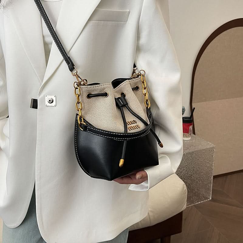 Women's Trendy Canvas Bucket Bag – With Magnetic Clasp