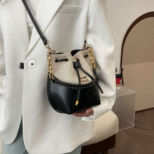 Women's Trendy Canvas Bucket Bag – With Magnetic Clasp