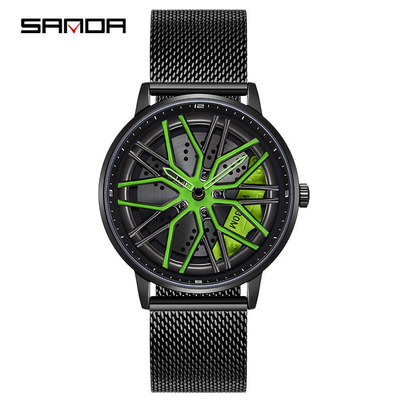 Sanda High-Value Men’s Quartz Watch – Mesh Strap, Waterproof 30M, Trendy Business Style