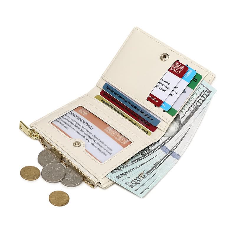 Women's Crocodile Pattern Leather Wallet – Compact Zippered Coin Purse