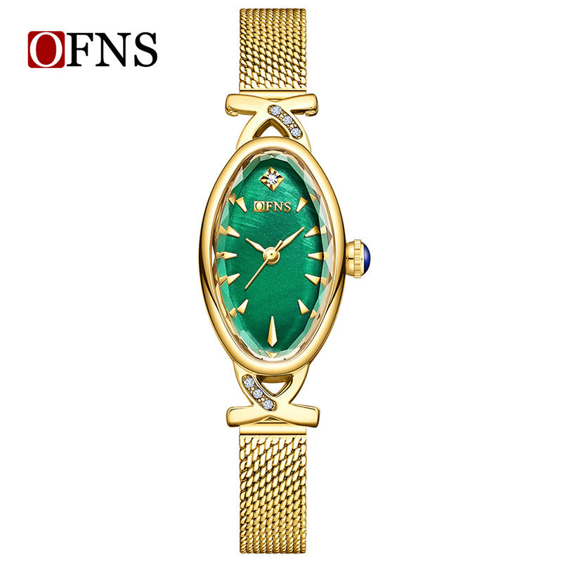 OFNS Women’s Quartz Watch – Unique Oval Dial, Waterproof Mesh Strap Casual Timepiece