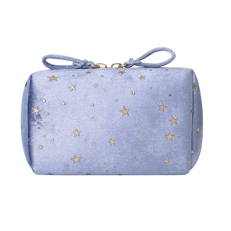 Velvet Star Clutch Cosmetic Bag – Flannel Makeup Organizer, Light Luxury Travel Storage