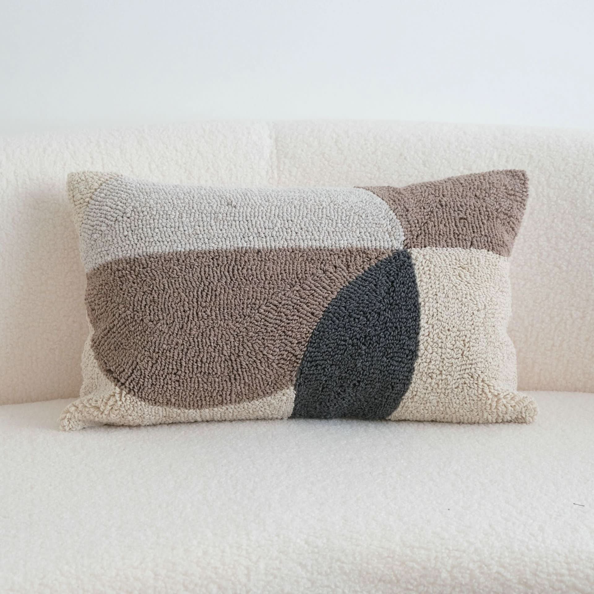 Loop Velvet Pillow - Simple Modern Geometric Contrast Color Waist Cushion