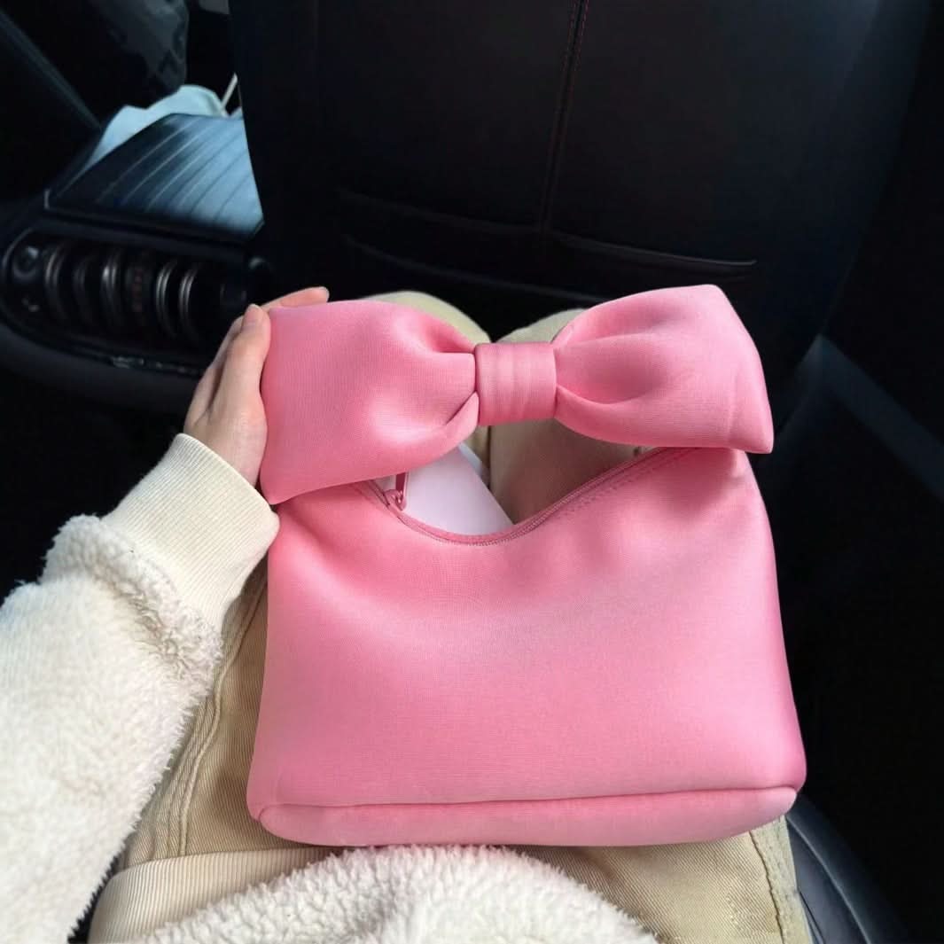 Cute Pink Bowknot Mini Handbag – Soft Cloud Shoulder Bag