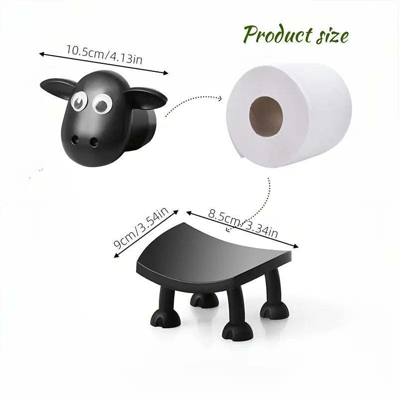 Sheep-Shaped Toilet Paper Holder – Cute Punch-Free Tissue Rack for Bathroom Décor