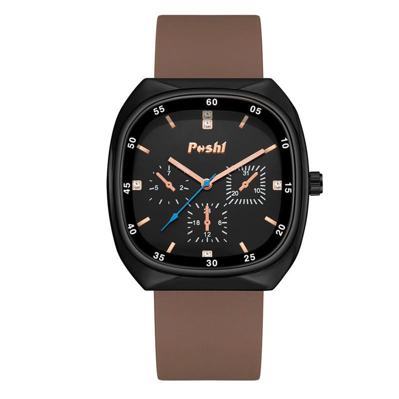 Unisex Casual Style Square Quartz Watch – Silicone Strap, 24-Hour Display