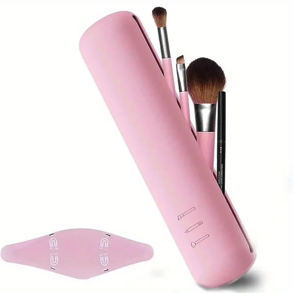 Silicone Makeup Brush & Eyebrow Pencil Storage Box – Portable & Dustproof Organizer