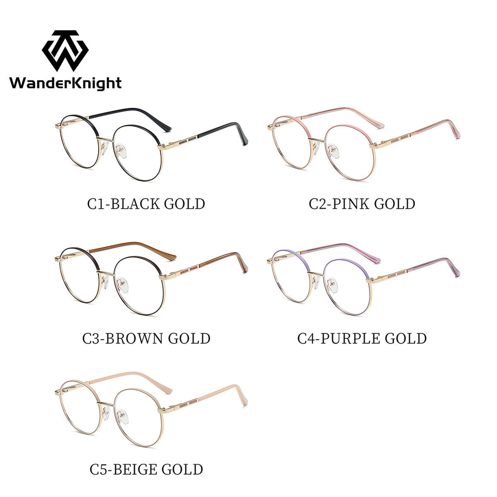 Ultra-Light Round Metal Blue Light Glasses for Women – Full Frame Computer Eyewear