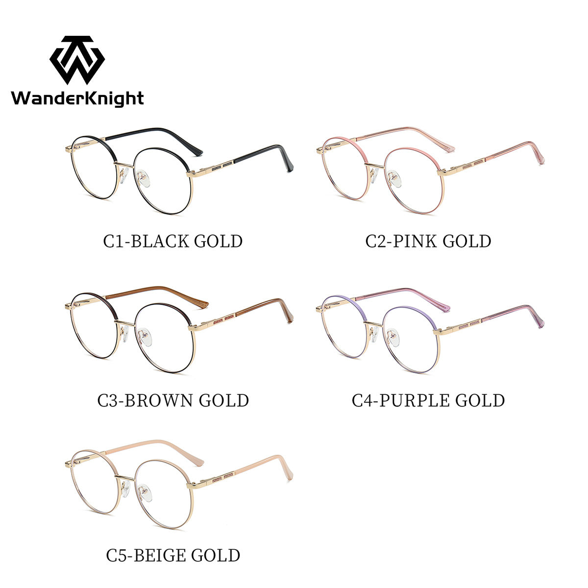 Ultra-Light Round Metal Blue Light Glasses for Women – Full Frame Computer Eyewear