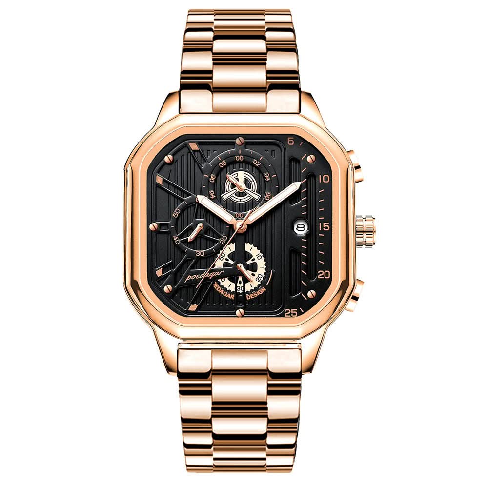 Men’s Trendy Quartz Chronograph Watch – Stainless Steel, Luminous Dial
