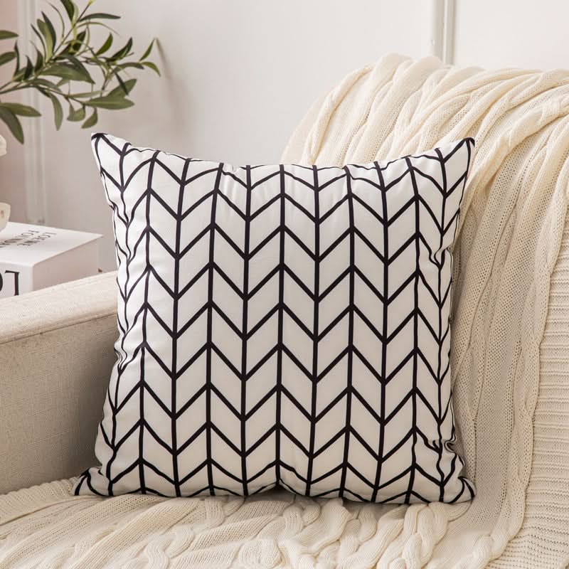 Double-Sided Short Plush Geometric Pillow Covers (Set of 2)