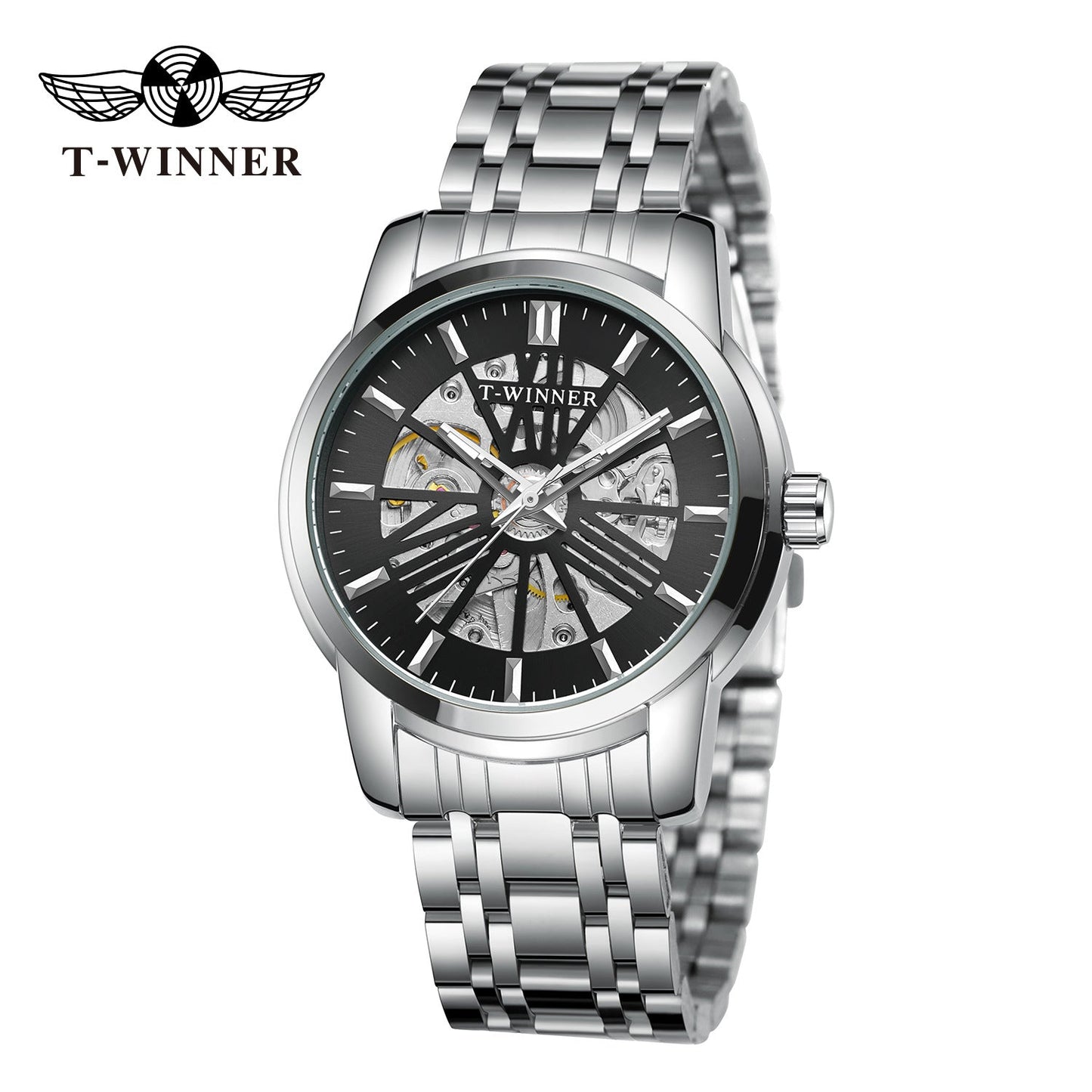 T-Winner Men’s Round Skeleton Automatic Mechanical Watch – 30M Water Resistant