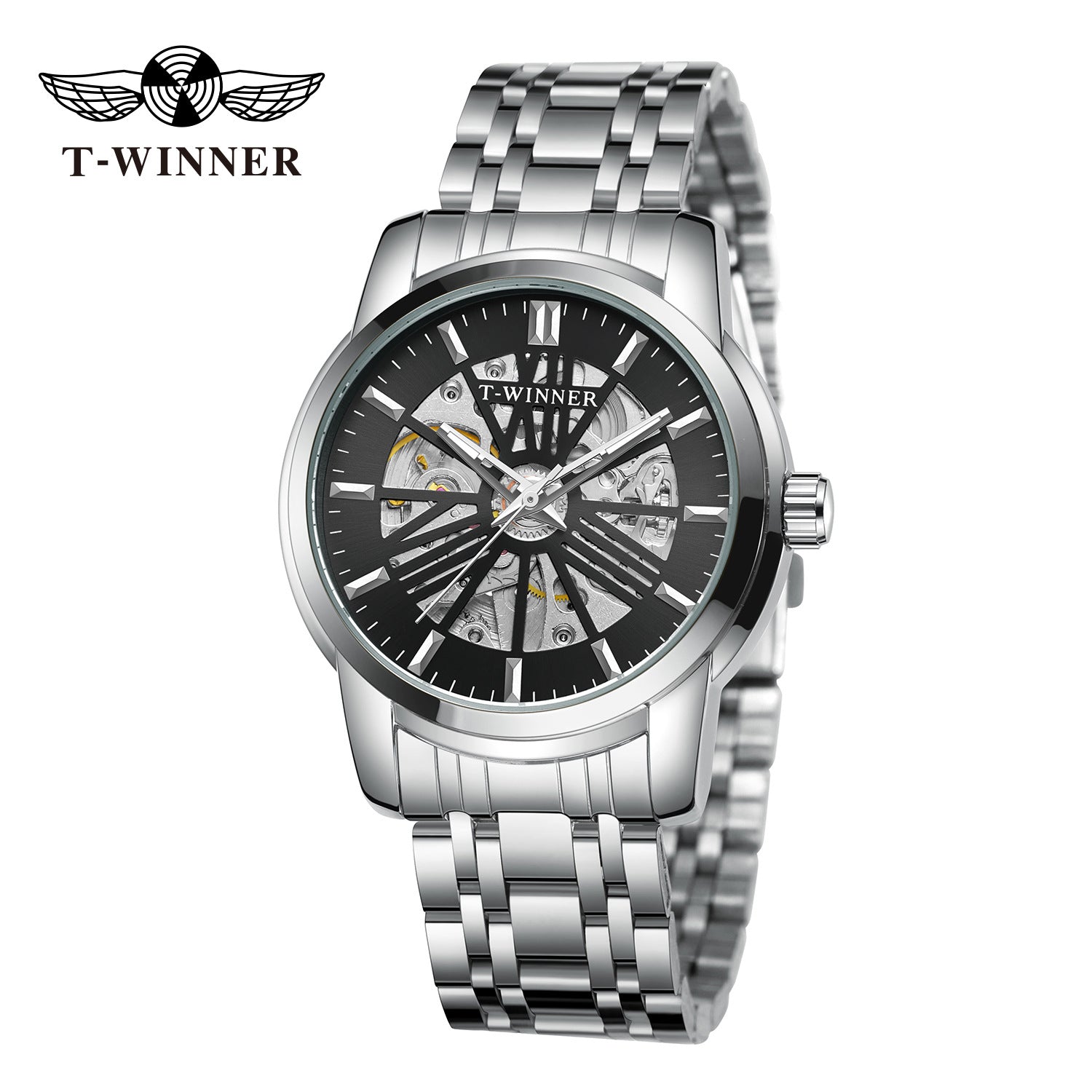 T-Winner Men’s Round Skeleton Automatic Mechanical Watch – 30M Water Resistant