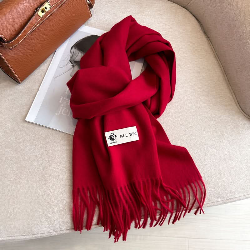 Solid Color Wool Blend Scarf for Women