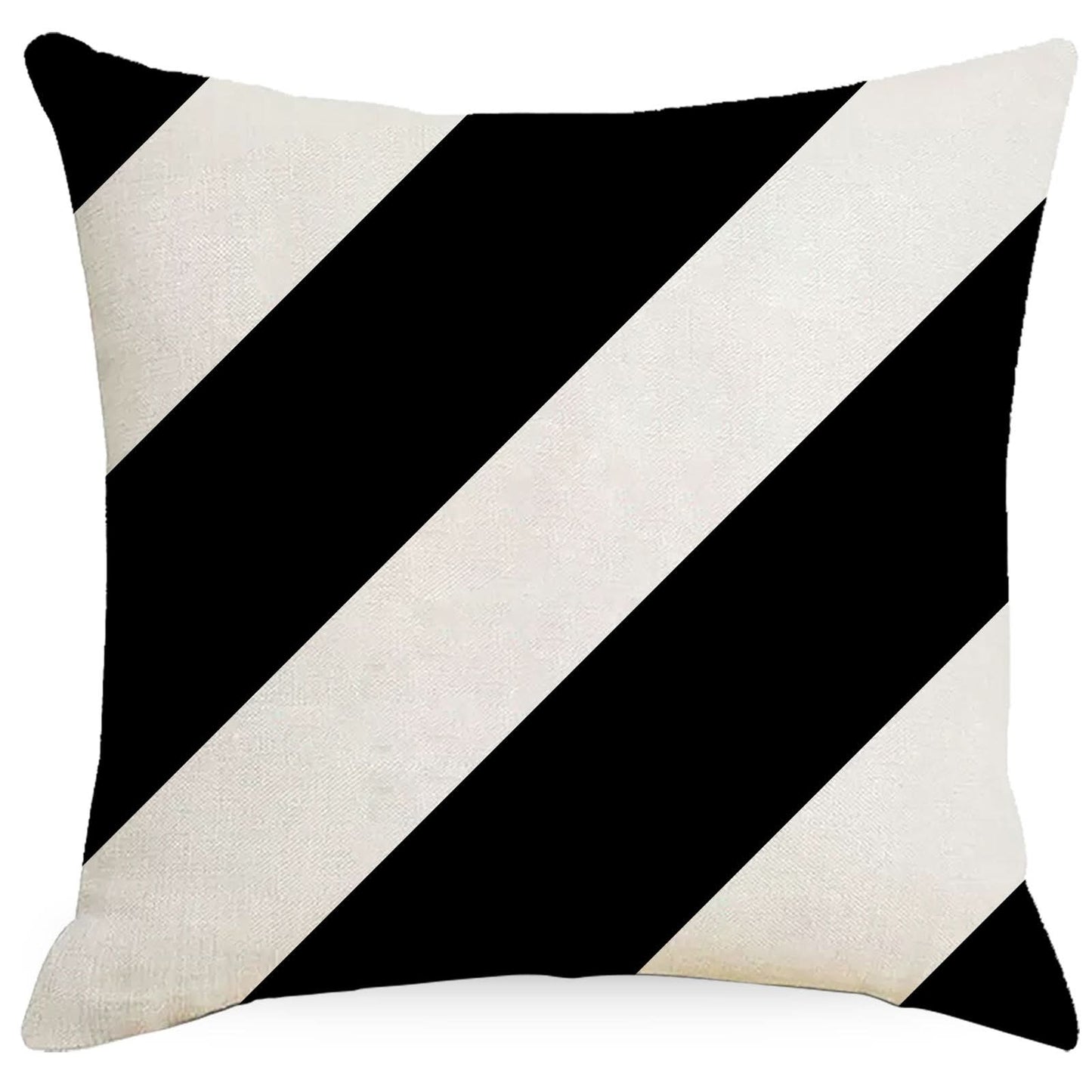 Black & White Geometric Linen Pillowcase - Nordic Style (Set of 2)