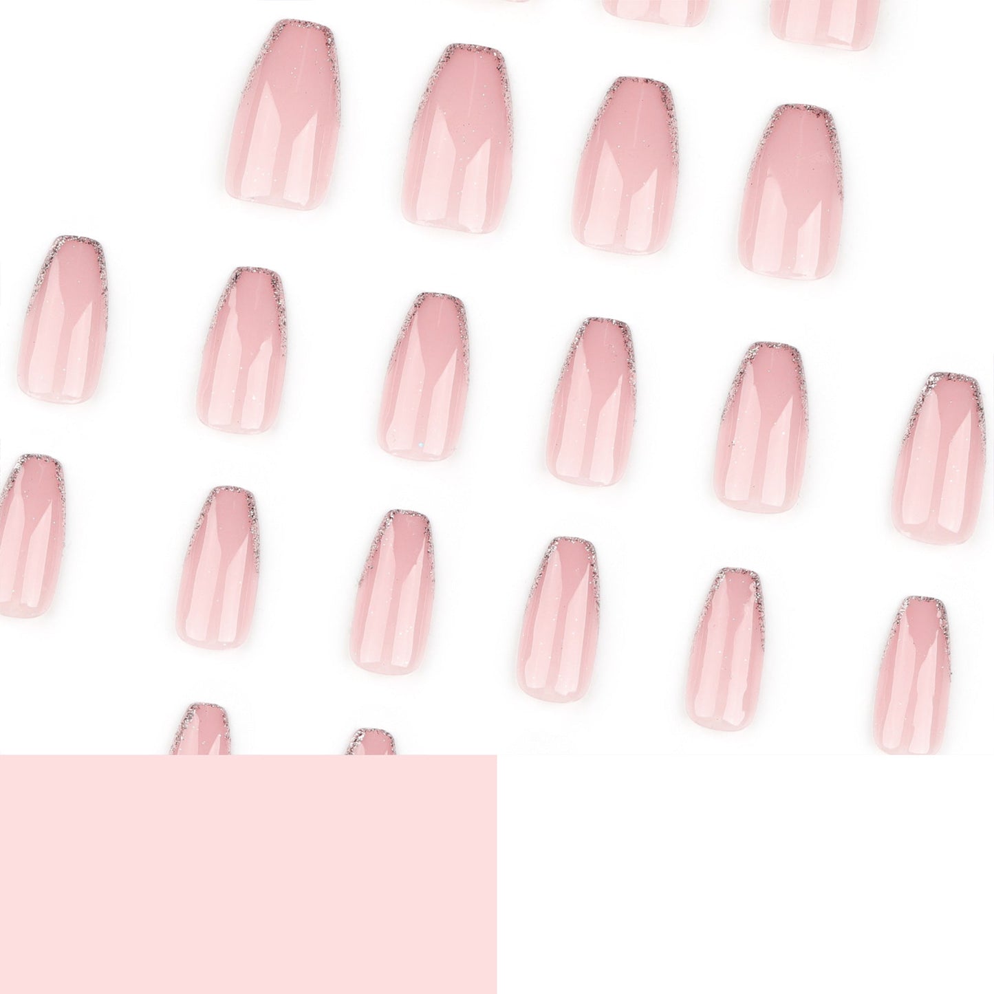 Nude Glitter Tip Press-On Nails – Short Square Minimalist Glue-On Set