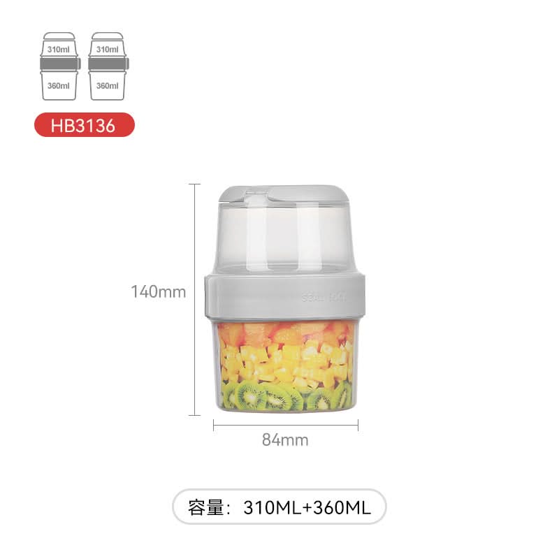 Microwave-Safe Double-Layer Salad & Oatmeal Cup – Container with Sealed Lid
