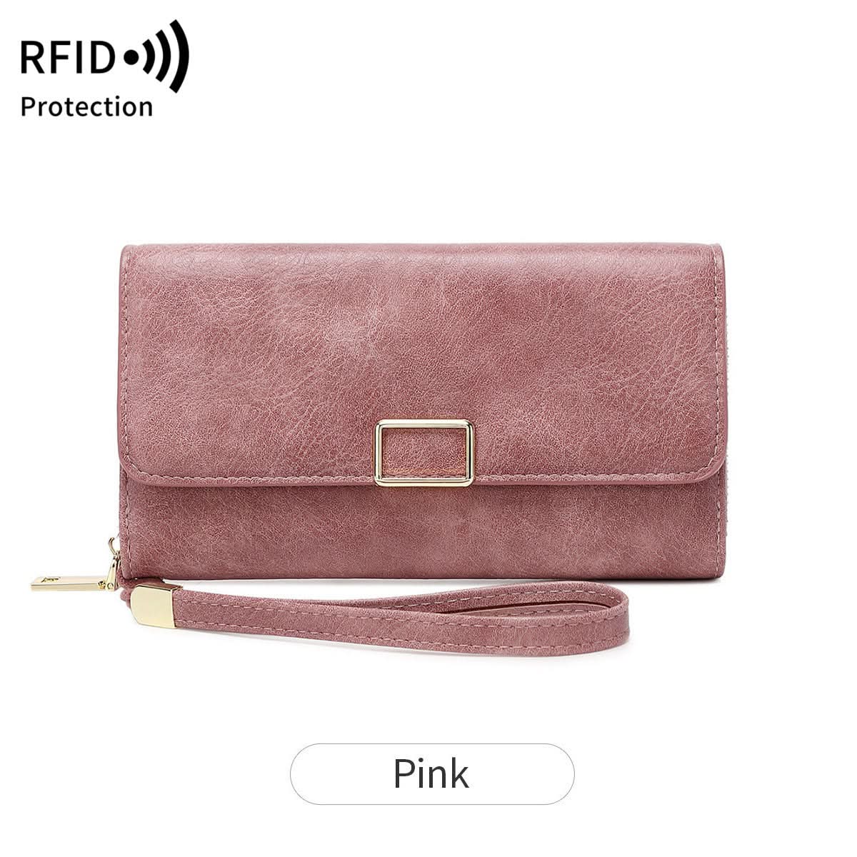 Women's RFID Blocking PU Leather Tri-Fold Wallet – Retro Clutch Bag