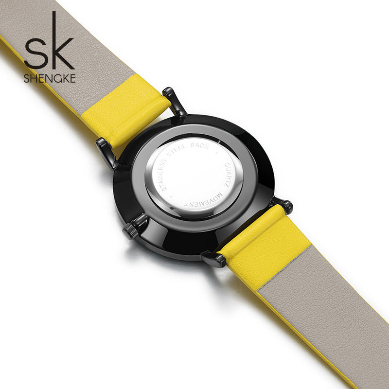 SK Women’s Quartz Watch – Fashion Round Dial, 36mm Waterproof PU Strap Wristwatch